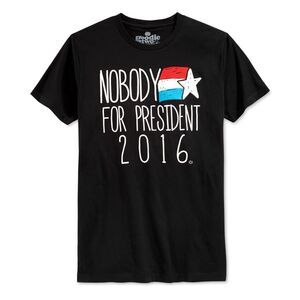 New World Mens No President Graphic T-Shirt, Black, NWT